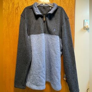 Izod Charcoal and Light blue quarter Zip-Up Sweater